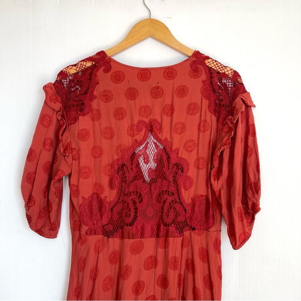 Free People Stevie Bobo Burnt Orange Red Midi Dress - Picture 12 of 14